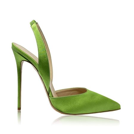 Slingback pump Brigitte green satin Woman – Identità Shoes