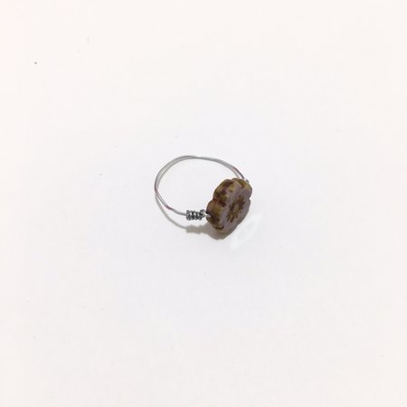 flower stone silver wire ring