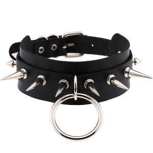 Big O-Round Spiked Leather Choker Collar Necklace – Metal Gods