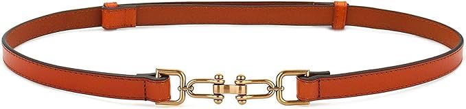 Lamdgbway Skinny Belts for Women Thin Leather Belt Adjustable Slim Waist Belt for Dress Brown 2 100CM at Amazon Women’s Clothing store