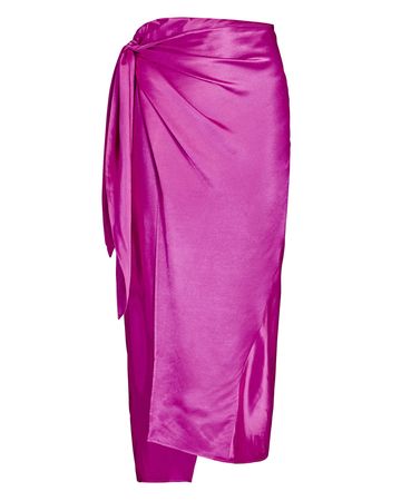 Rails Paige Tie-Waist Satin Crepe Midi Skirt in pink | INTERMIX®