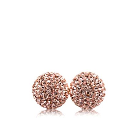 Hillberg And Berk Rose Gold Sparkle Ball Earrings