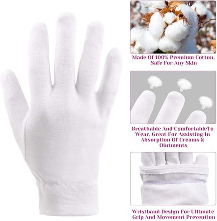 Amazon.com : 100 Percent Cotton Gloves for Dry Hands Eczema, Selizo 10 Pairs White Cotton Gloves for Women Dry Hands Moisturizing Cosmetic Sensitive Irritated Skin Spa : Beauty & Personal Care