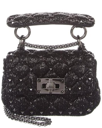 *clipped by @luci-her* Valentino Rockstud Spike It Micro Beaded Leather Uw2b0g36 Scv 0no Shoulder Bag