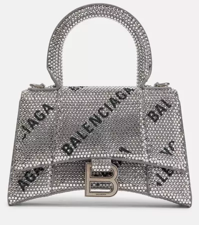 Hourglass XS embellished crossbody bag in metallic - Balenciaga | Mytheresa
