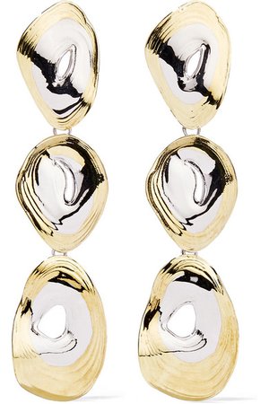 Leigh Miller | Triple Tier gold-tone and rhodium-plated earrings | NET-A-PORTER.COM