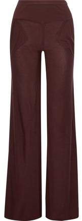 Ribbed Knit-paneled Jersey Wide-leg Pants