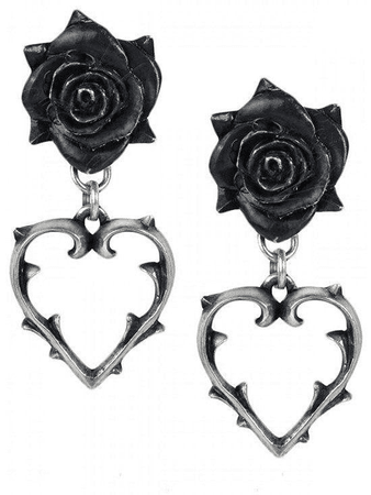 Black alternative rose earrings