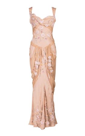 Christian Dior A/w 2005 Floral Beaded Tan Gown By Moda Archive X Tab Vintage | Moda Operandi