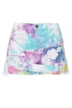 Upcycled Tie Dye Mini Skirt by Nigel Xavier for $85 | Rent the Runway
