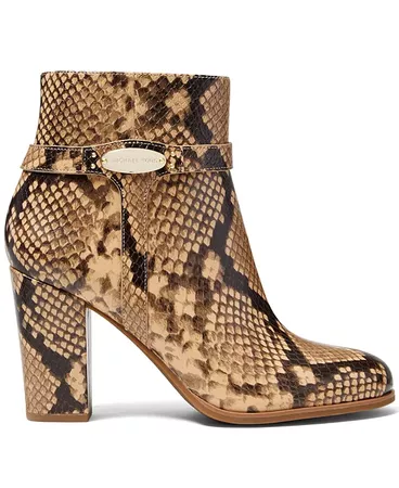 Camel Snake Michael Kors Finley Snakeskin-Print Ankle Booties & Reviews - Boots - Shoes - Macy's
