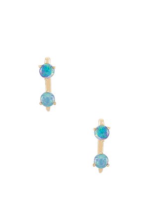 EF COLLECTION Double Prong Set Opal Earrings in Gold | REVOLVE