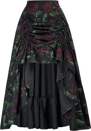 Scarlet Darkness Women Steampunk Skirt Victorian Ruffle Pirate Skirts Black S at Amazon Women’s Clothing store