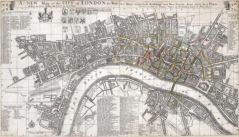 Old map of London - The Strangers Guide to London and Westminster by Edward Mogg, 1806 – Old Towns Maps