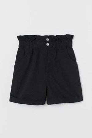Cotton Paper-bag Shorts - Black - Ladies | H&M US