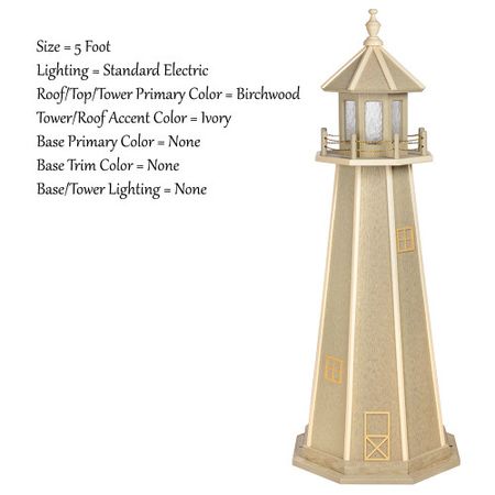 Amish Made - Premium & Woodgrain Poly Outdoor Lighthouse - Standard Model