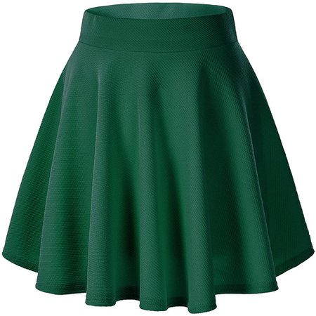 Urban CoCo Women's Basic Versatile Stretchy Flared Casual Mini Skater Skirt (Medium, Green) at Amazon Women’s Clothing store