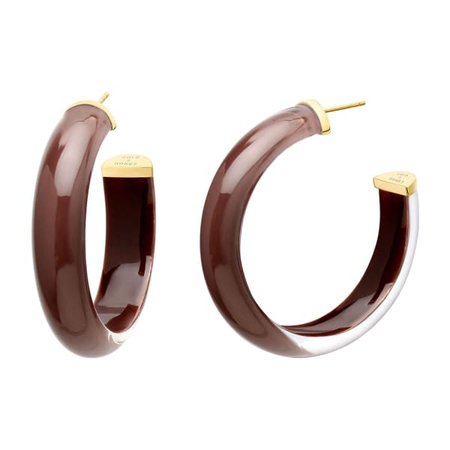 Medium Illusion Nude Lucite Hoops - Brown | Gold & Honey | Wolf & Badger