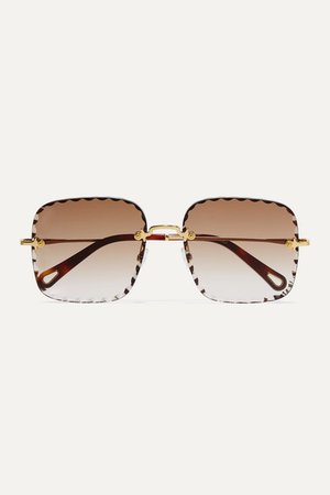 Chloé | Rosie square-frame gold-tone and tortoiseshell acetate sunglasses | NET-A-PORTER.COM