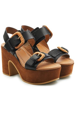Platform Sandals in Leather and Suede Gr. EU 37