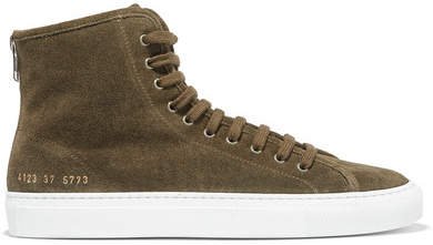 Tournament Shearling-lined Suede High-top Sneakers - Army green