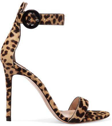 Portofino 100 Leopard-print Calf Hair Sandals - Leopard print