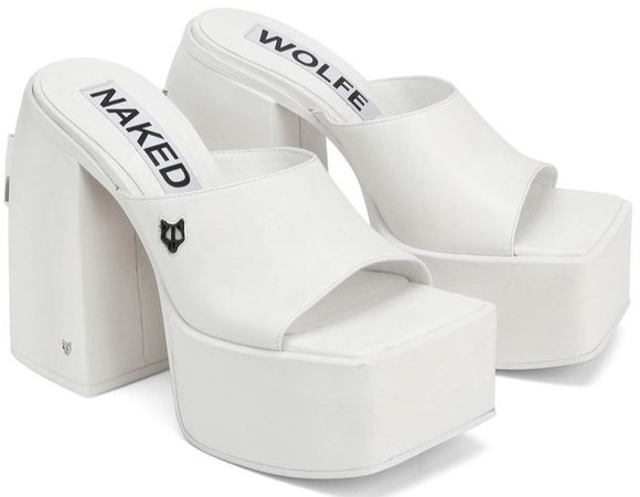 white sandal heels