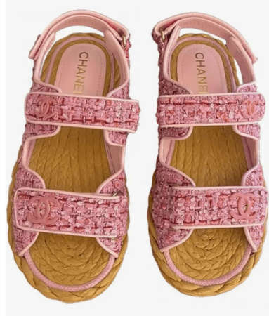 pink Chanel tweed sandals