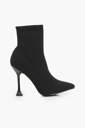 Interest Heel Sock Boots | Boohoo black