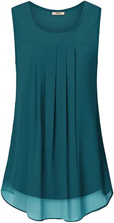 Timeson Women's Sleeveless Chiffon Tank Top Double Layers Casual Blouse Tunic at Amazon Women’s Clothing store