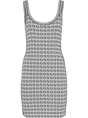 Fendi FF-motif woven mini dress white & black FZD881AF4U - Farfetch