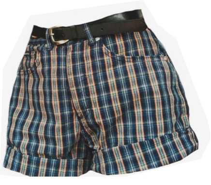 plaid blue shorts belt