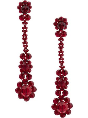 Simone Rocha Floral Cut Teardrop Earrings ERG110903 Red | Farfetch