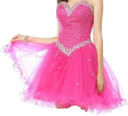 hot pink short prom dress