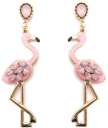 Amazon.com: MIXIA Pink Enamel Oil Flamingo Bird Dangle Earrings for Women Hypoallergenic Jewelry Cute Animal Flamingo Crystal Earrings (Pink): Jewelry