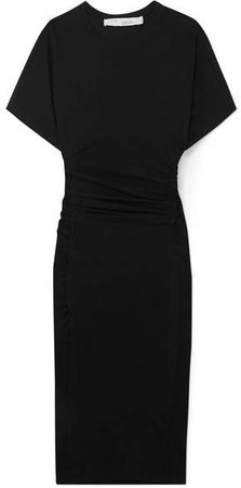 Elfin Ruched Cotton-jersey Dress - Black