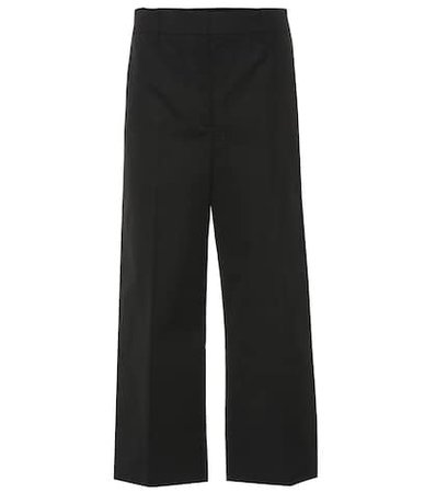 Cropped high-rise cotton pants