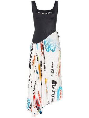 Marine Serre logo-print pleated scuba dress $1,919 - Buy Online - Mobile Friendly, Fast Delivery, Price