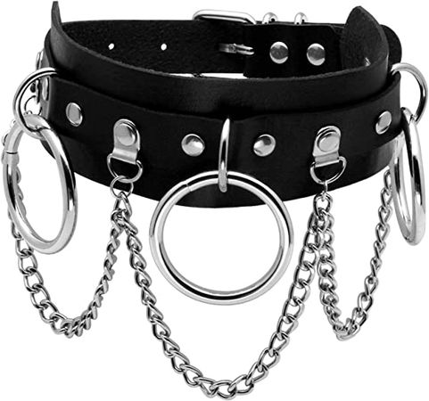 Amazon.com: Eigso Black Vintage Punk Choker for Women Goth Retro Style O-rings Chains Necklace Collar Adjustable: Clothing, Shoes & Jewelry
