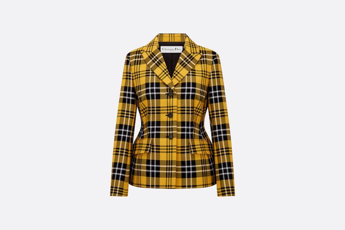 Fitted Jacket Yellow and Black Check'n'Dior Wool Twill | DIOR