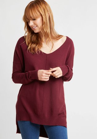 Double Lunch Date Sweater in Cranberry Burgundy | ModCloth
