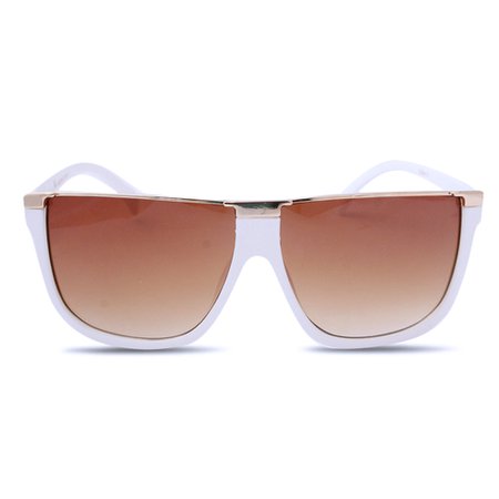 White Retro Top Gold Rim Sunglasses | Leading Urban Wholesale Jewelry & Accessories Wholesaler