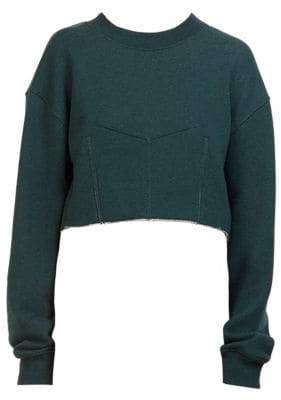 Women's Cropped Sweatshirt - Green - Size 46 (12)