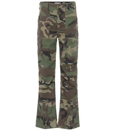 Camouflage cotton-blend pants