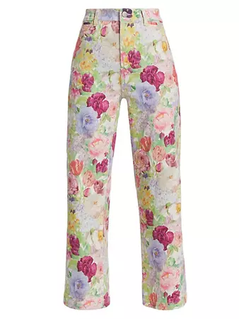 Shop Alice + Olivia Gorgeous Floral Cropped Pants | Saks Fifth Avenue