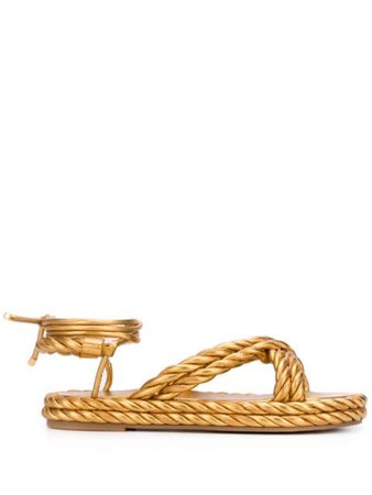 Valentino Garavani The Rope Sandals TW0S0Y14FJF Gold | Farfetch