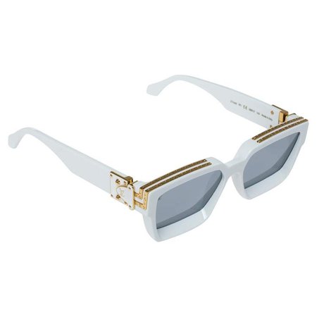 Louis Vuitton White Monogram Patterned / Silver Mirrored 1.1 Millionaire Sunglasses Louis Vuitton | TLC