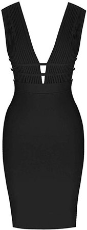 Amazon.com: whoinshop Women 'S Sexy Deep V Plunge Sleeveless Cut Out Bodycon Bandage Cocktial Party Dresses (L, Black): Clothing