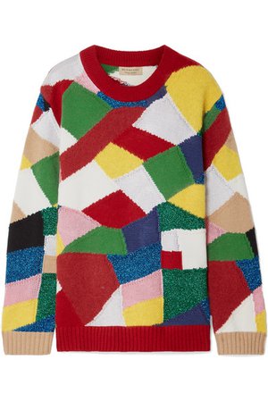 Burberry | Color-block knitted sweater | NET-A-PORTER.COM