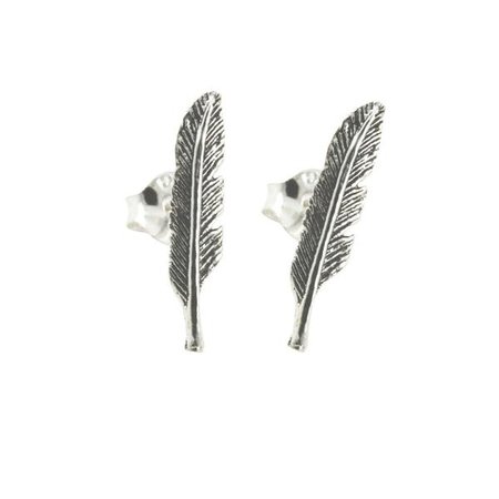 Silver Feather Studs